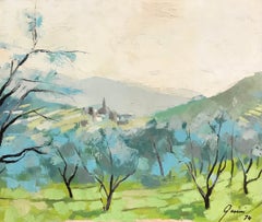 View of church in the distance by Gerini - Oil on canvas
