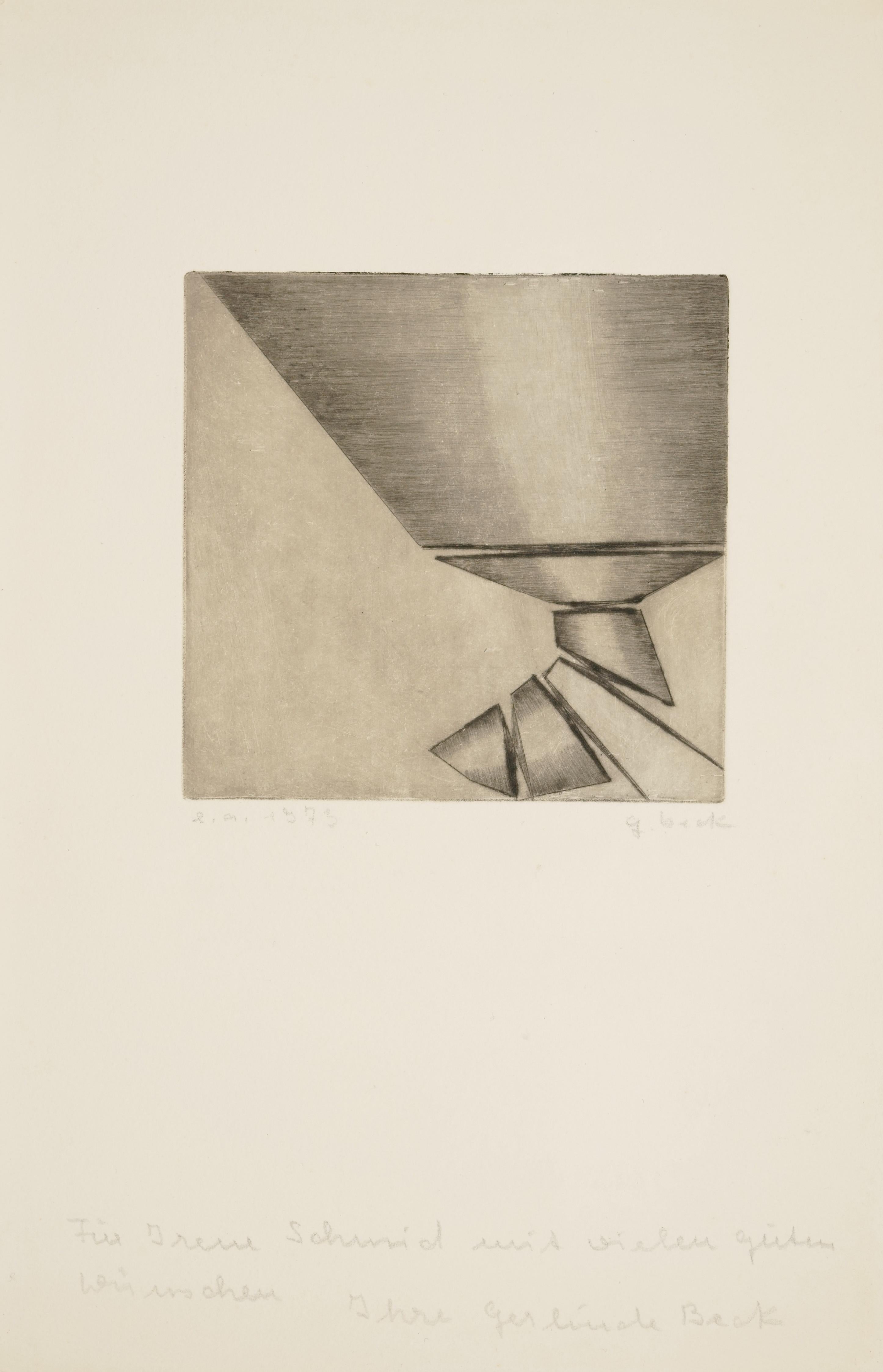 Ohne Titel / - Skulpturale Ambivalenz - (Geometrische Abstraktion), Print, von Gerlinde Beck