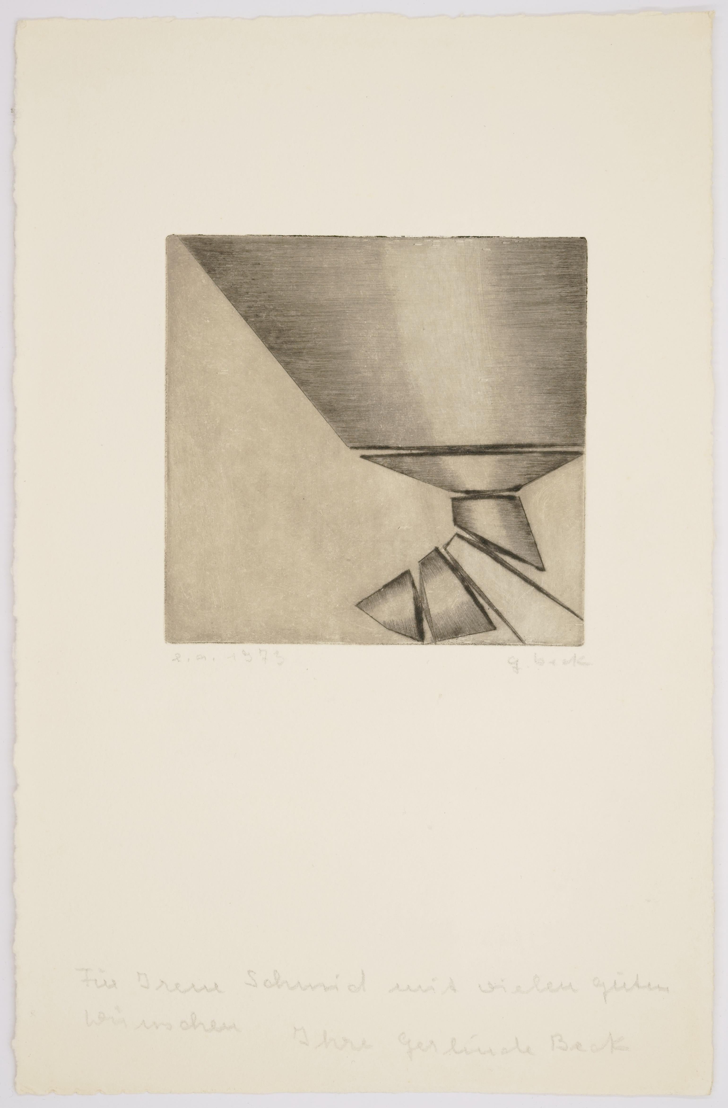 Ohne Titel / - Skulpturale Ambivalenz - (Beige), Abstract Print, von Gerlinde Beck