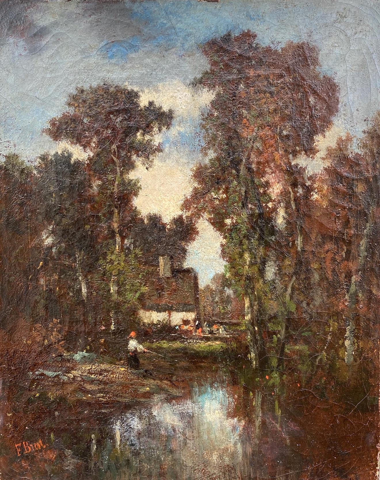 Una festa nella casa nel Wood: Constant Troyon studente di pittura di Barbizon - Painting di Germain Fabius Brest