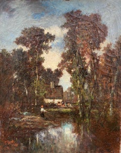 A party at the house in the woods: Constant Troyon student Barbizon painting