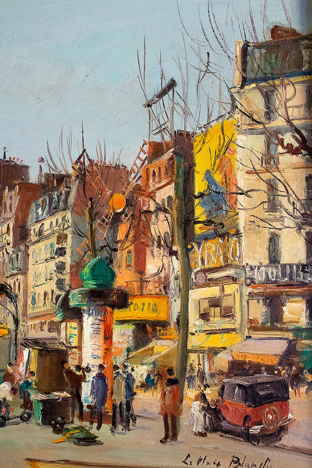 Germain Jean Jacob, Oil on Canvas La Place Blanche Paris, circa 1948 For Sale 2