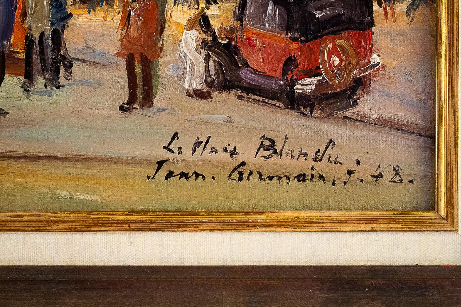 Germain Jean Jacob, Oil on Canvas La Place Blanche Paris, circa 1948 For Sale 3