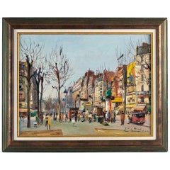 Germain Jean Jacob, Oil on Canvas La Place Blanche Paris, circa 1948