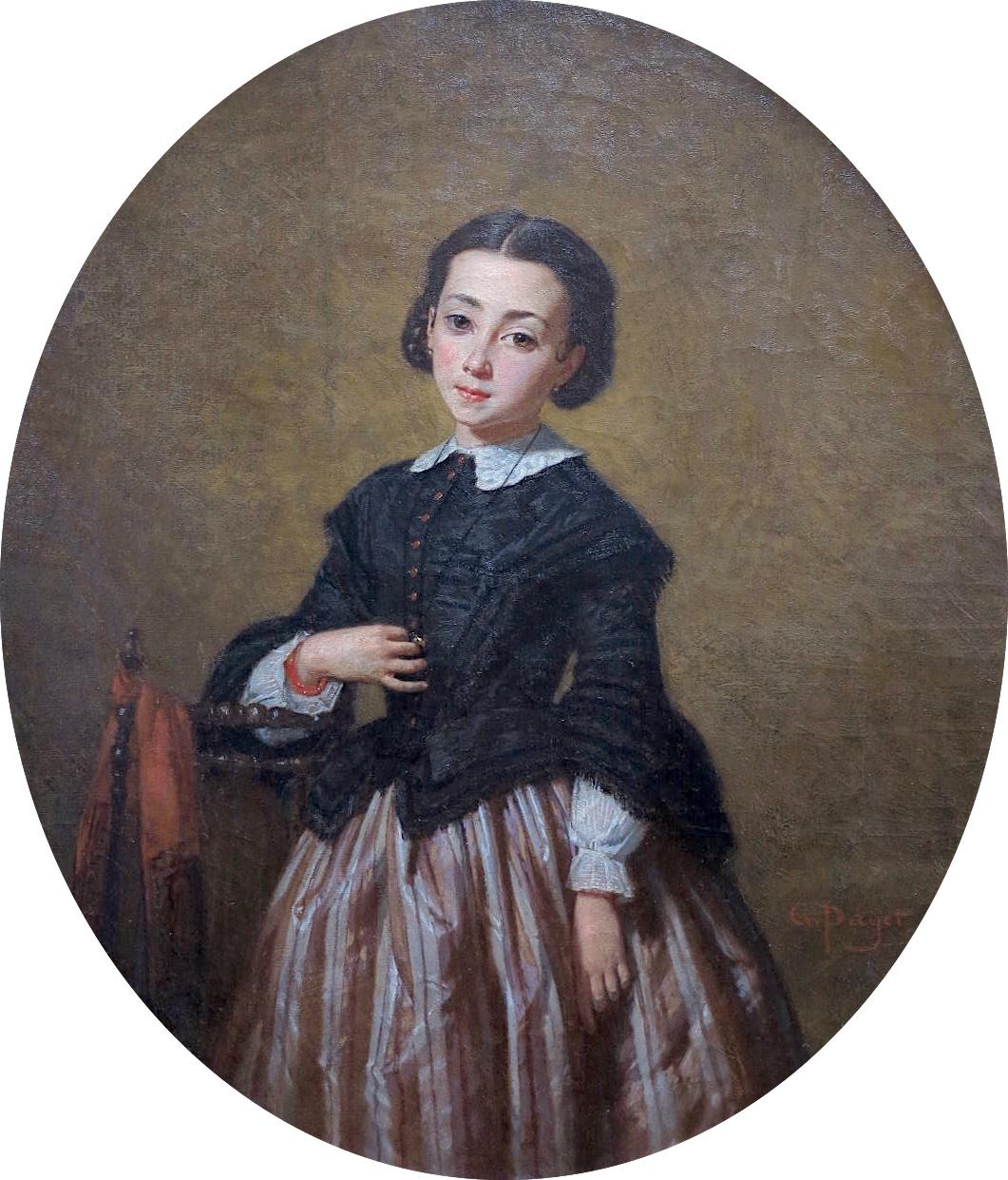 Portrait d'une jeune fille - Painting de Germain PAGET