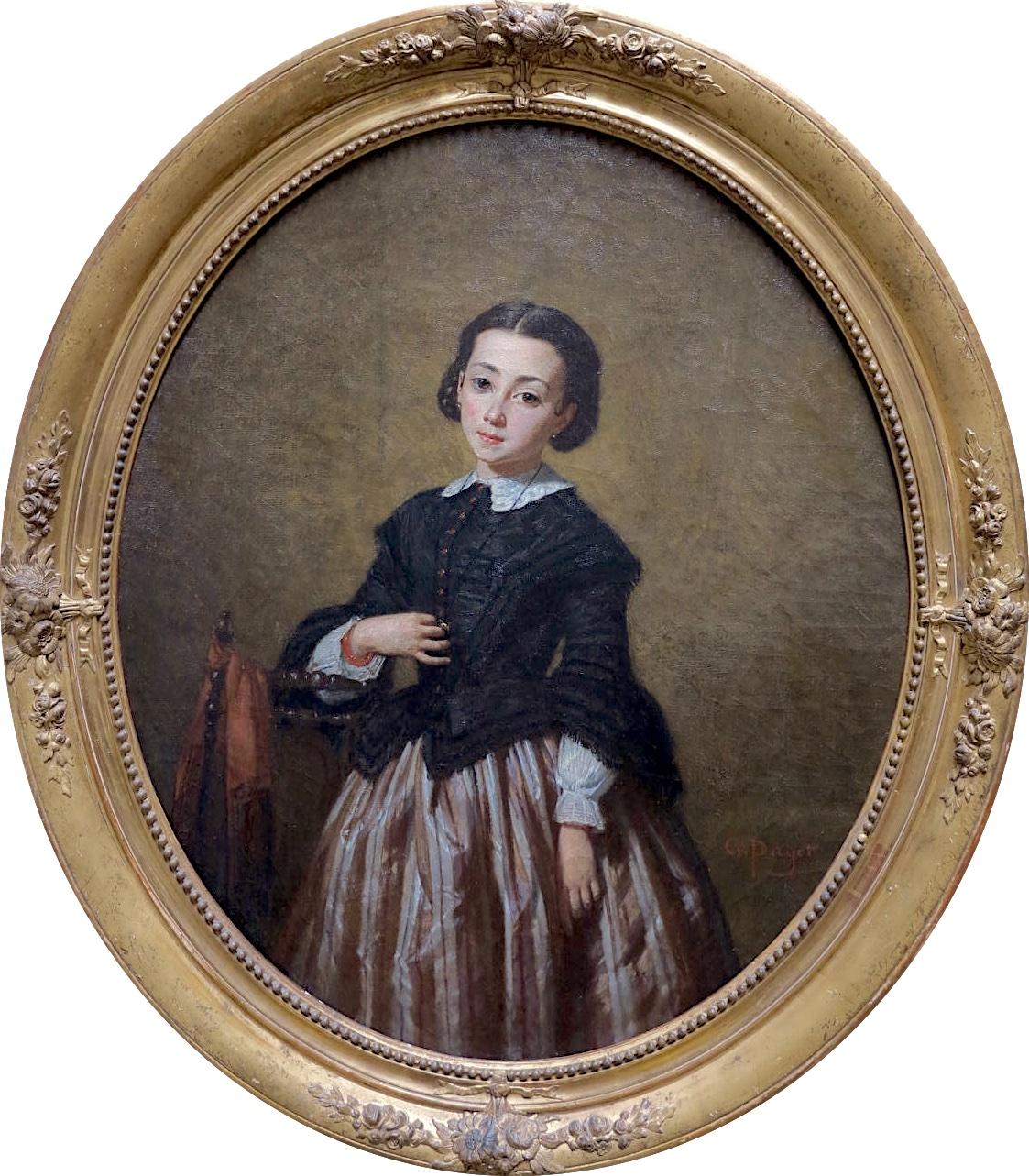 Figurative Painting Germain PAGET - Portrait d'une jeune fille