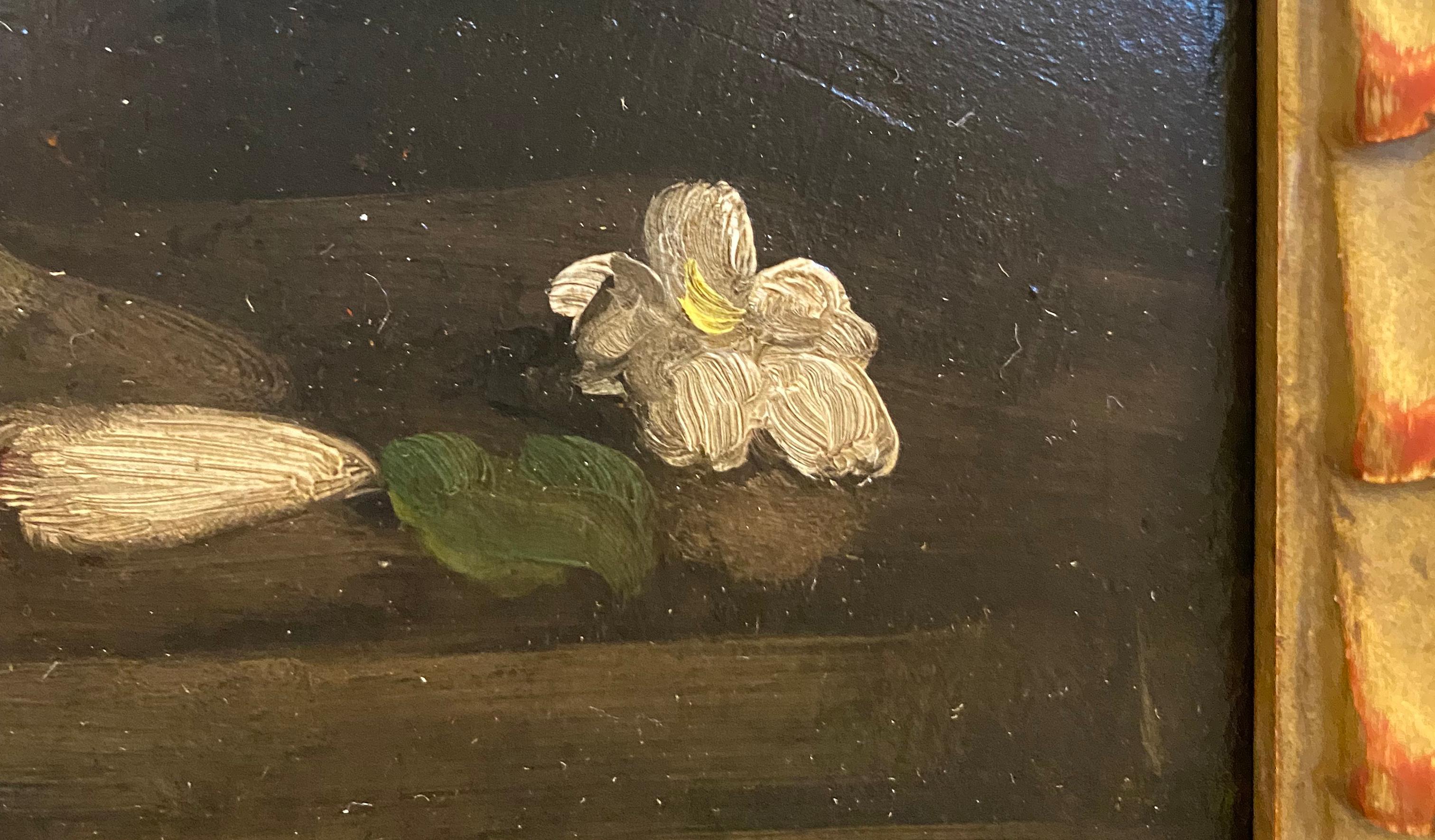 Fleurs dans un vase en verre sur pied - École française Painting par Germain Ribot