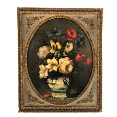 Huile sur toile, bouquet de fleurs attribué à Germain Théodule Clément Ribot (18