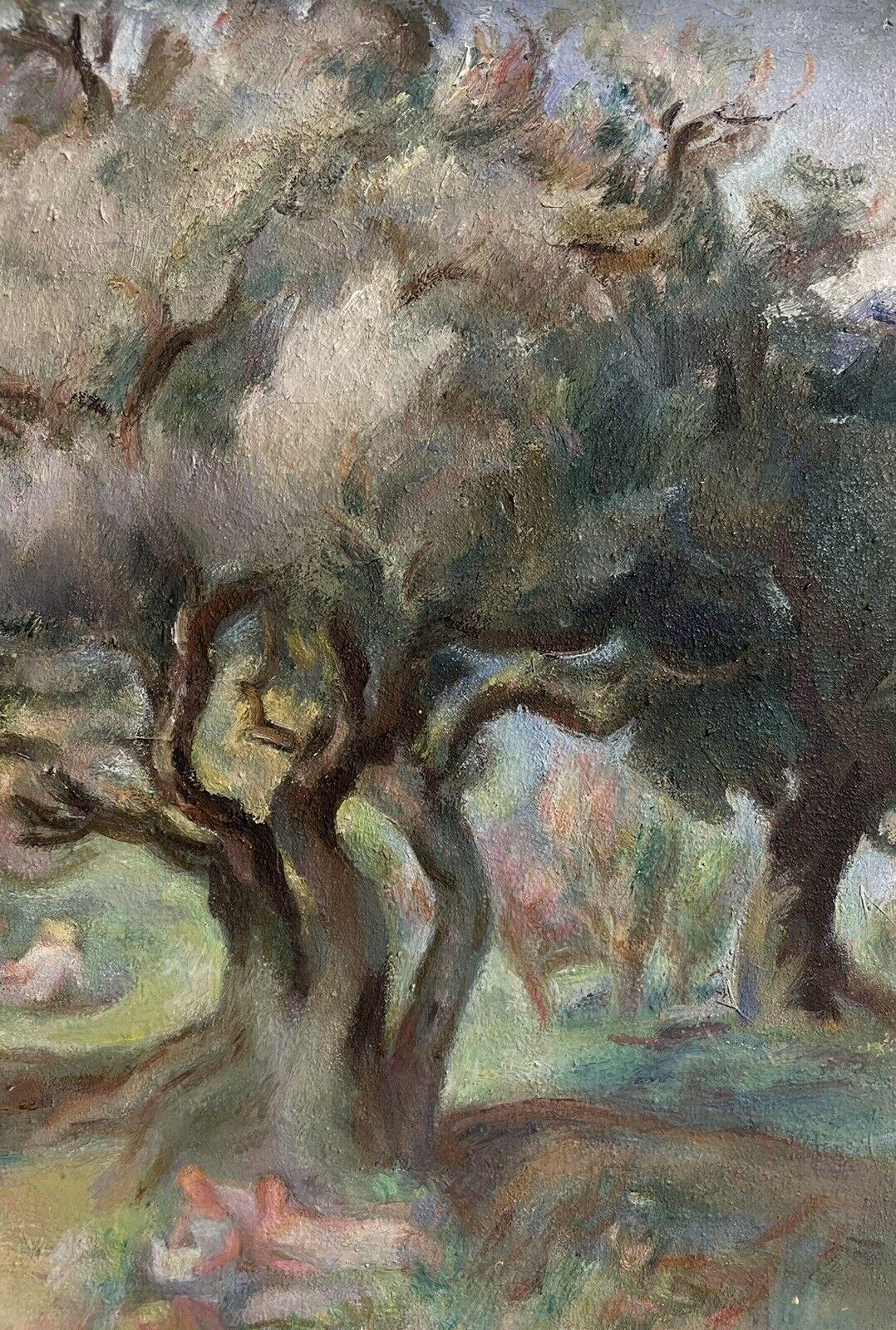 Huile post-impressionniste française du milieu du 20e siècle, Olive Groves in Provence, signée - Post-impressionnisme Painting par Germaine Bodin