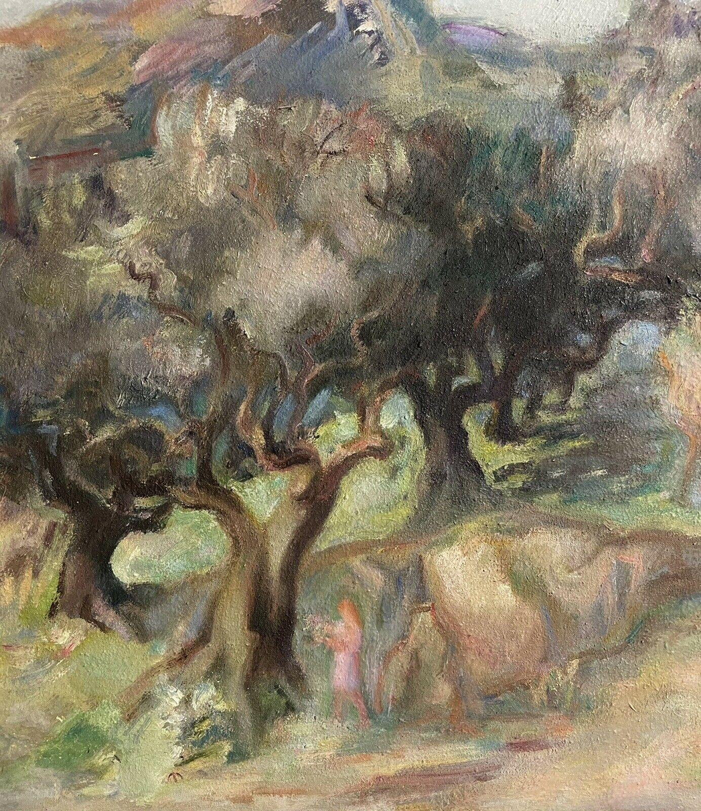 Huile post-impressionniste française du milieu du 20e siècle, Olive Groves in Provence, signée en vente 1