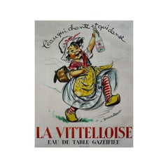 Circa 1950 affiche originale pour "La Vittelloise Eau de Table Gazéifiée"
