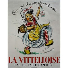 Vintage Circa 1950 original poster for "La Vittelloise Eau de Table Gazéifiée"