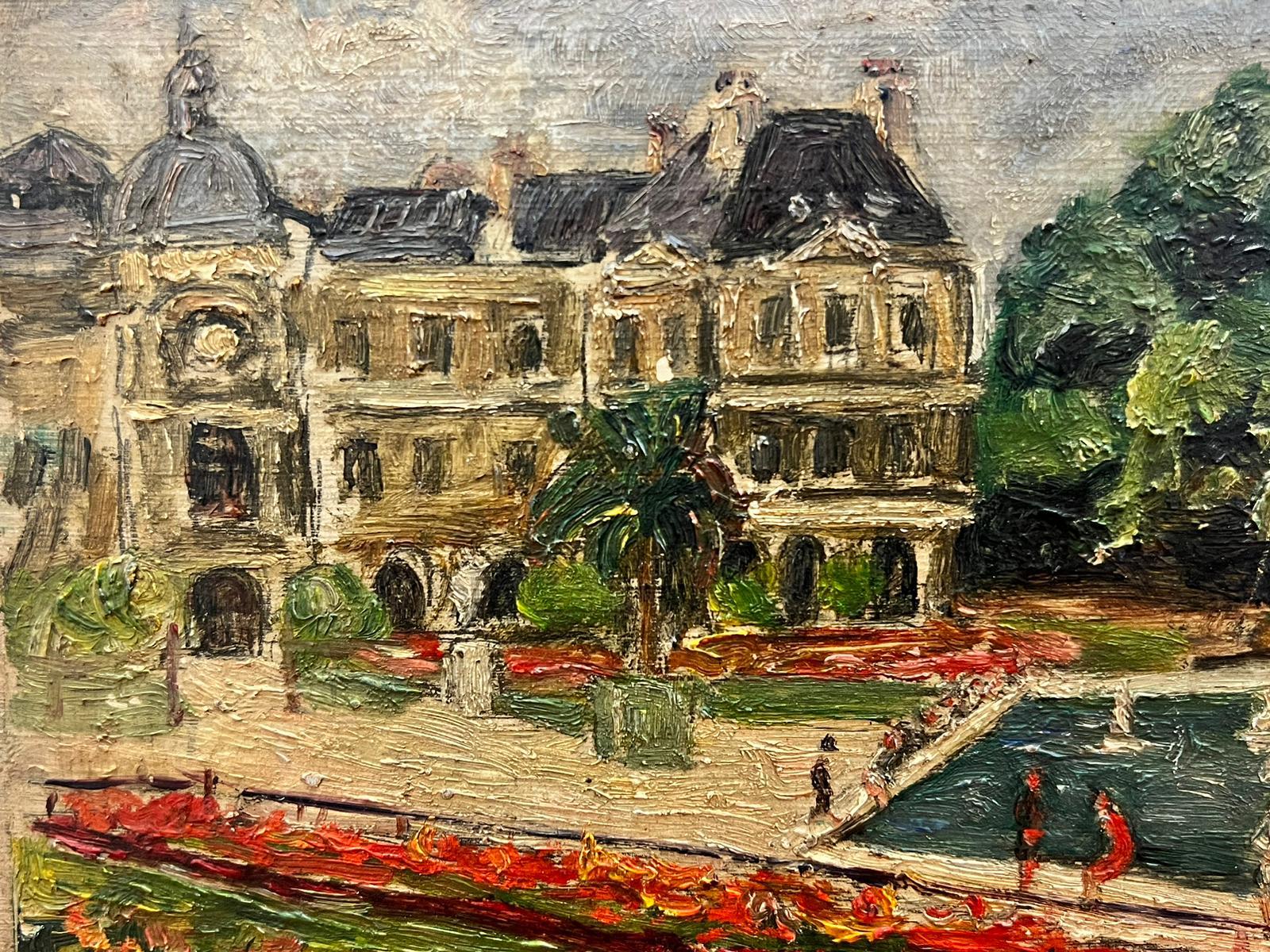 Artista/Scuola: Scuola francese, firmato e datato 1943

Titolo: Giardini del Lussemburgo, Parigi

Medium: olio su tavola

Dimensioni: 6,5 x 9 pollici

Provenienza: collezione privata, Francia

Condizioni: Il dipinto è in condizioni generali molto
