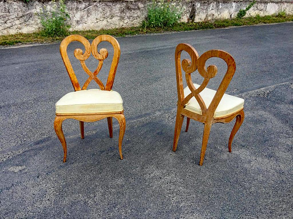 Germaine Darbois-Gaudin, Satz von sechs Art Deco Stühlen, um 1940. (Art déco) im Angebot