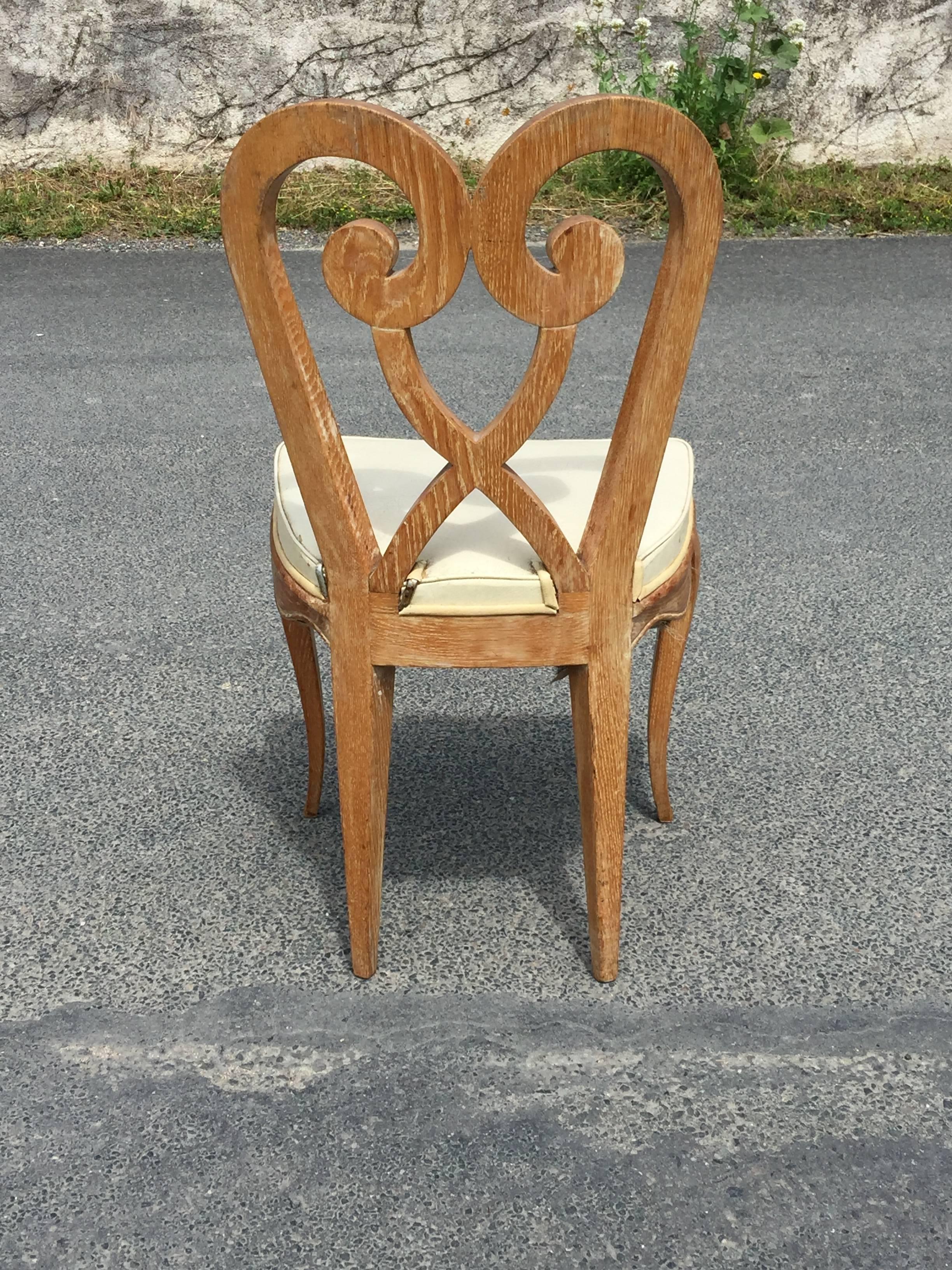 Germaine Darbois-Gaudin, Set of Six Art Deco Chairs, circa 1940 For Sale 3