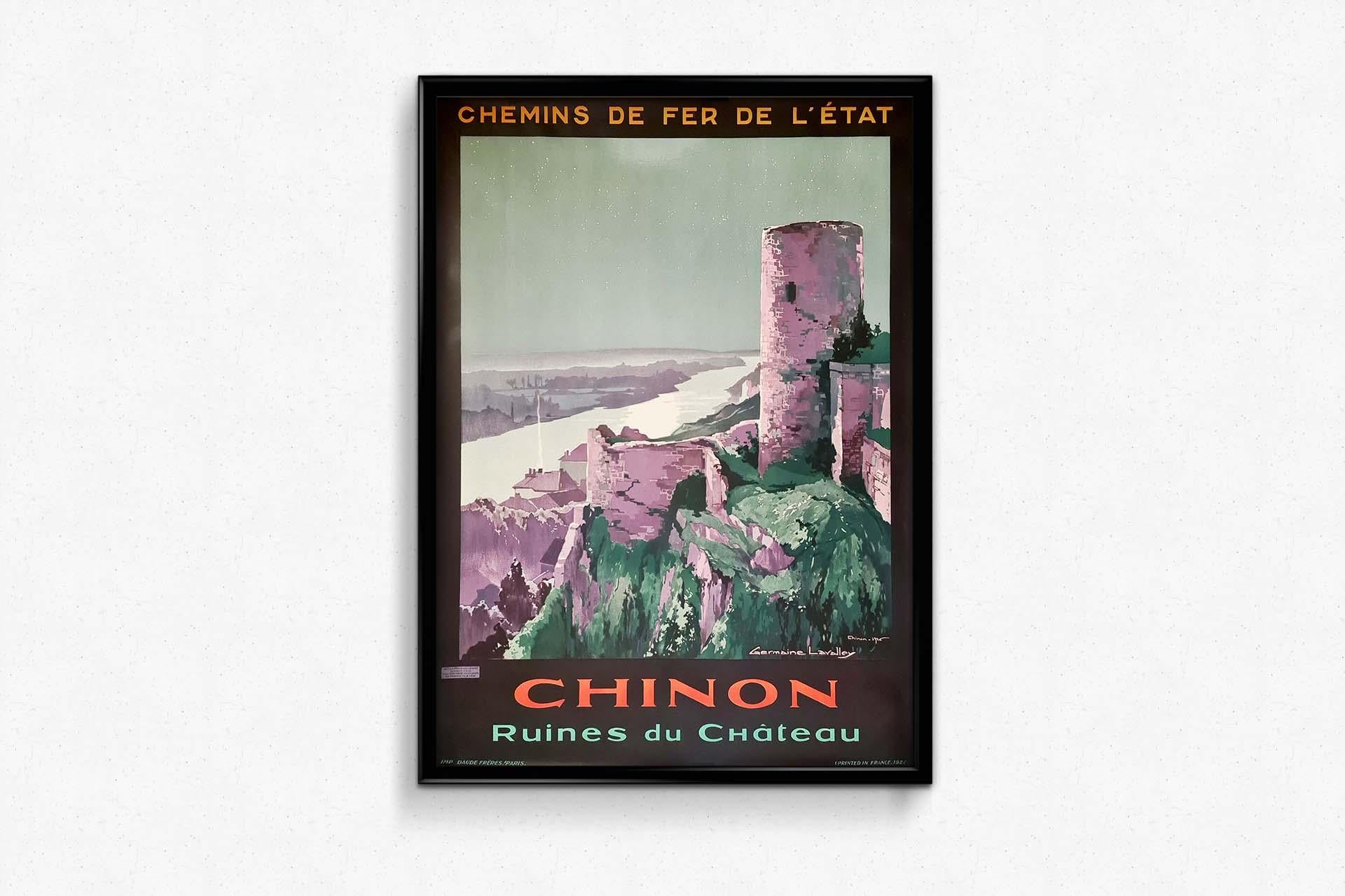 original 1927 poster for the french state railroad - Chinon Ruines du chateau For Sale 1