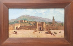 Painting orientalist REY with PONTOY Marocco Fez Boujloud square Bab Gate 