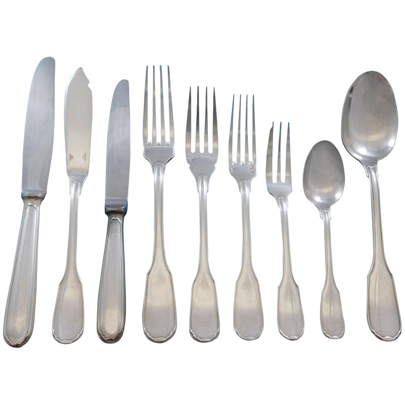 Plunir by Christofle France Silverplate Flatware Service Set 54 pcs