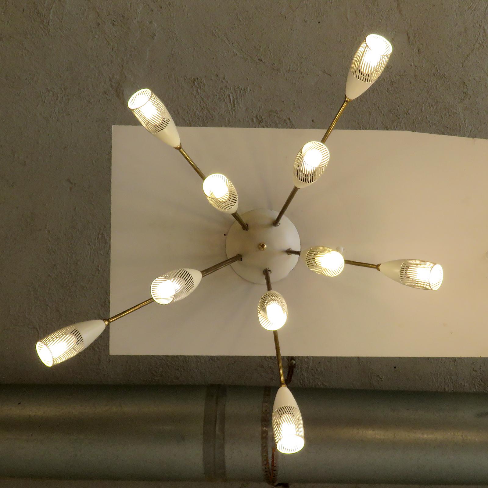 Lampe allemande à 10 bras, 1950 en vente 2