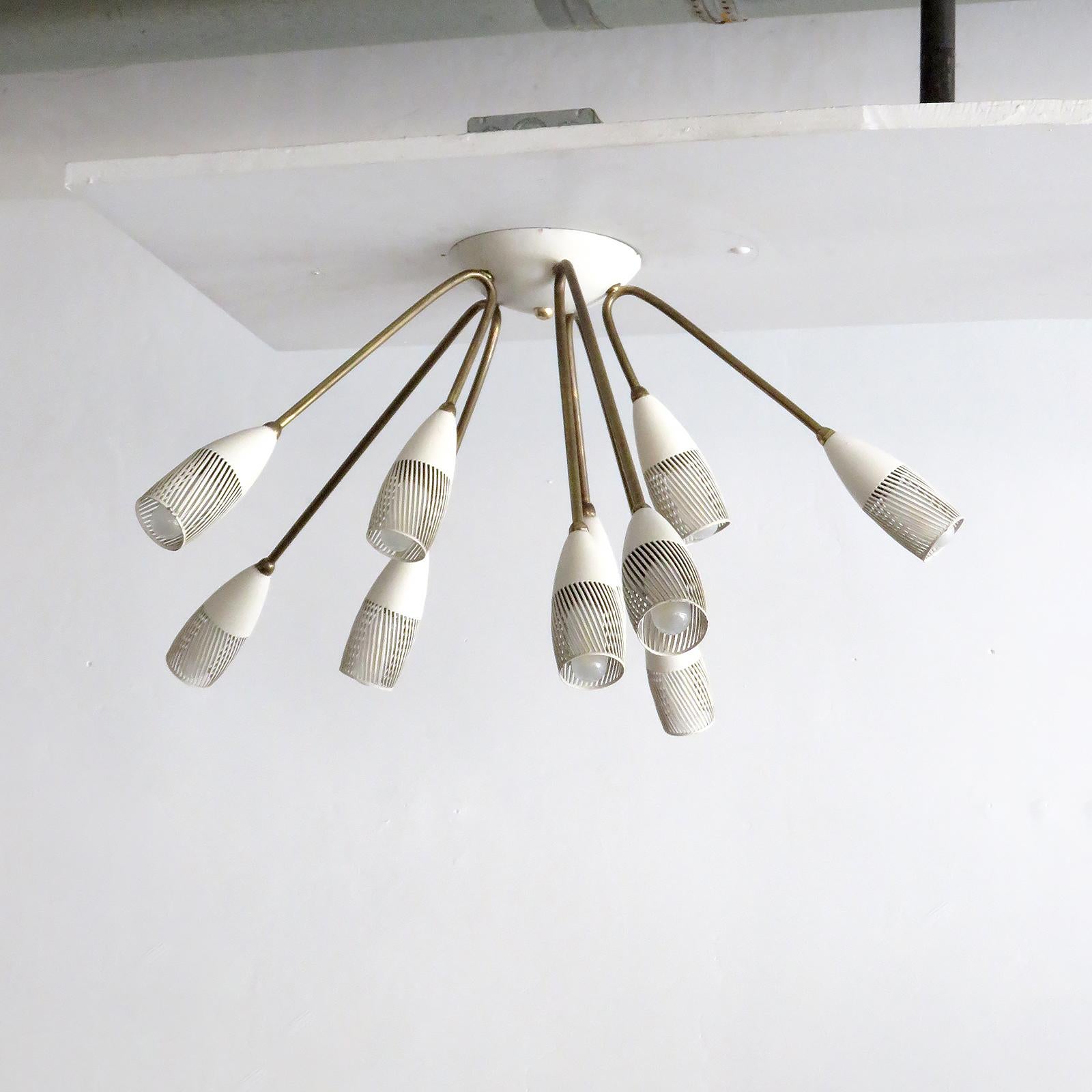 Allemand Lampe allemande à 10 bras, 1950 en vente