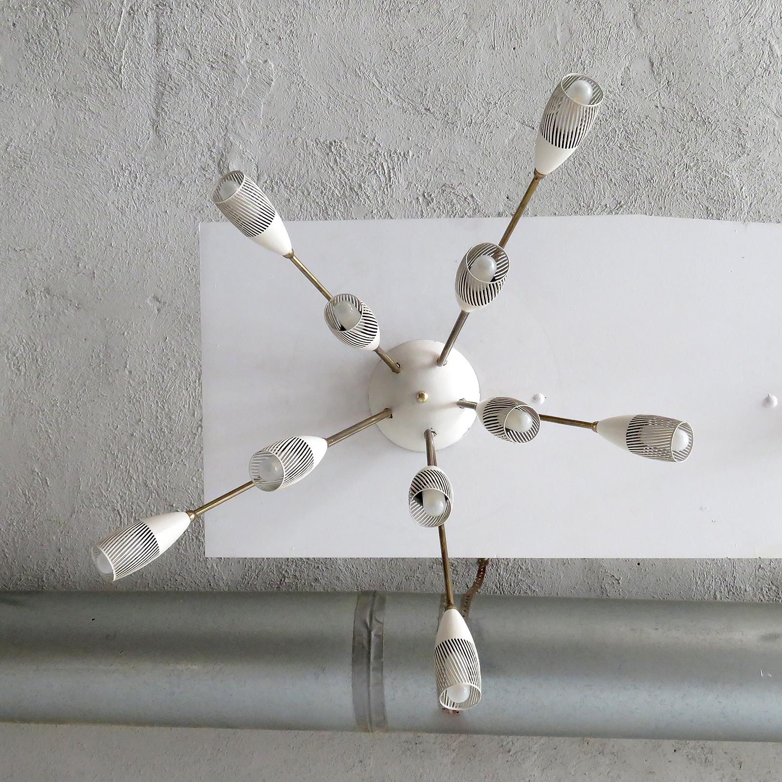 Lampe allemande à 10 bras, 1950 Bon état - En vente à Los Angeles, CA