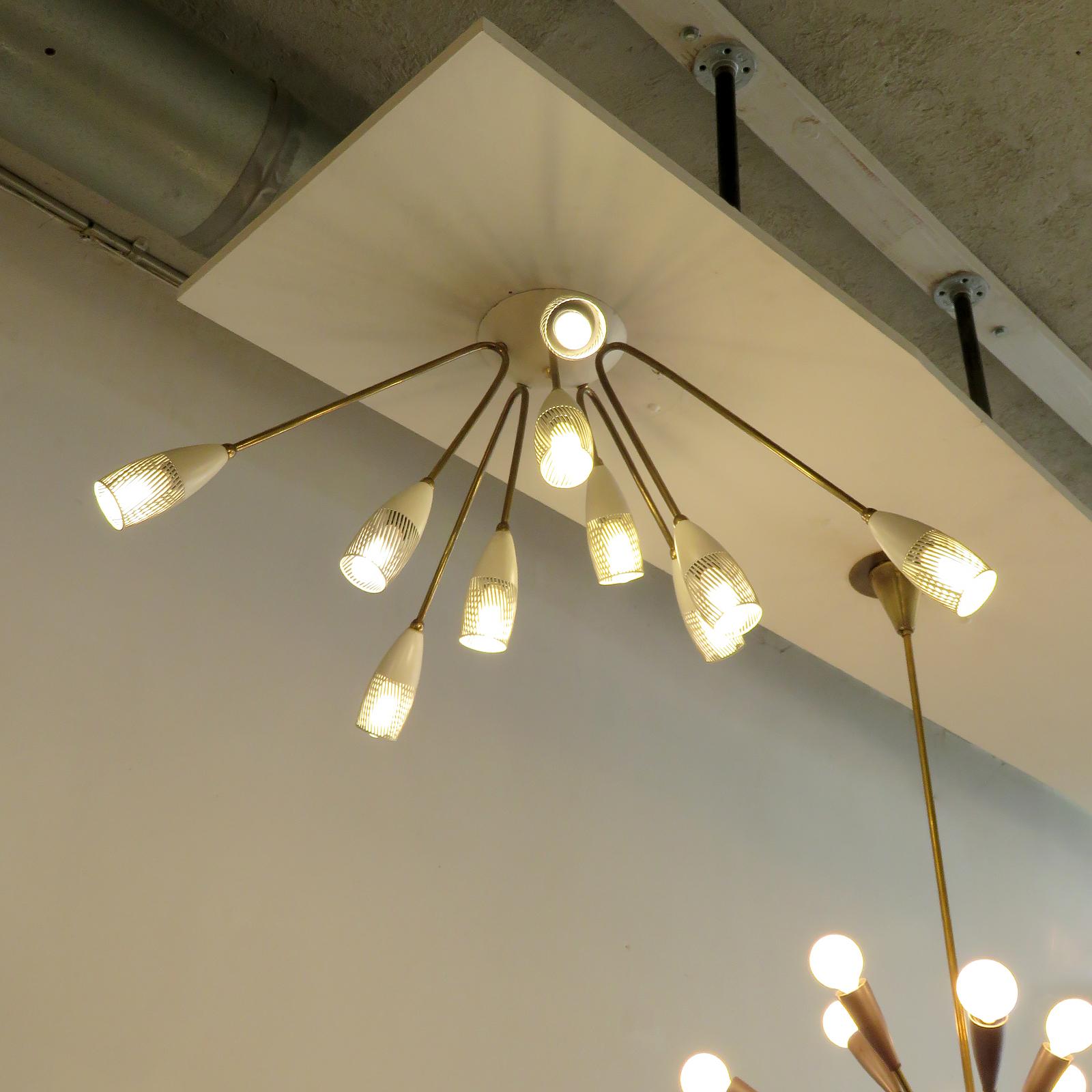 Lampe allemande à 10 bras, 1950 en vente 1