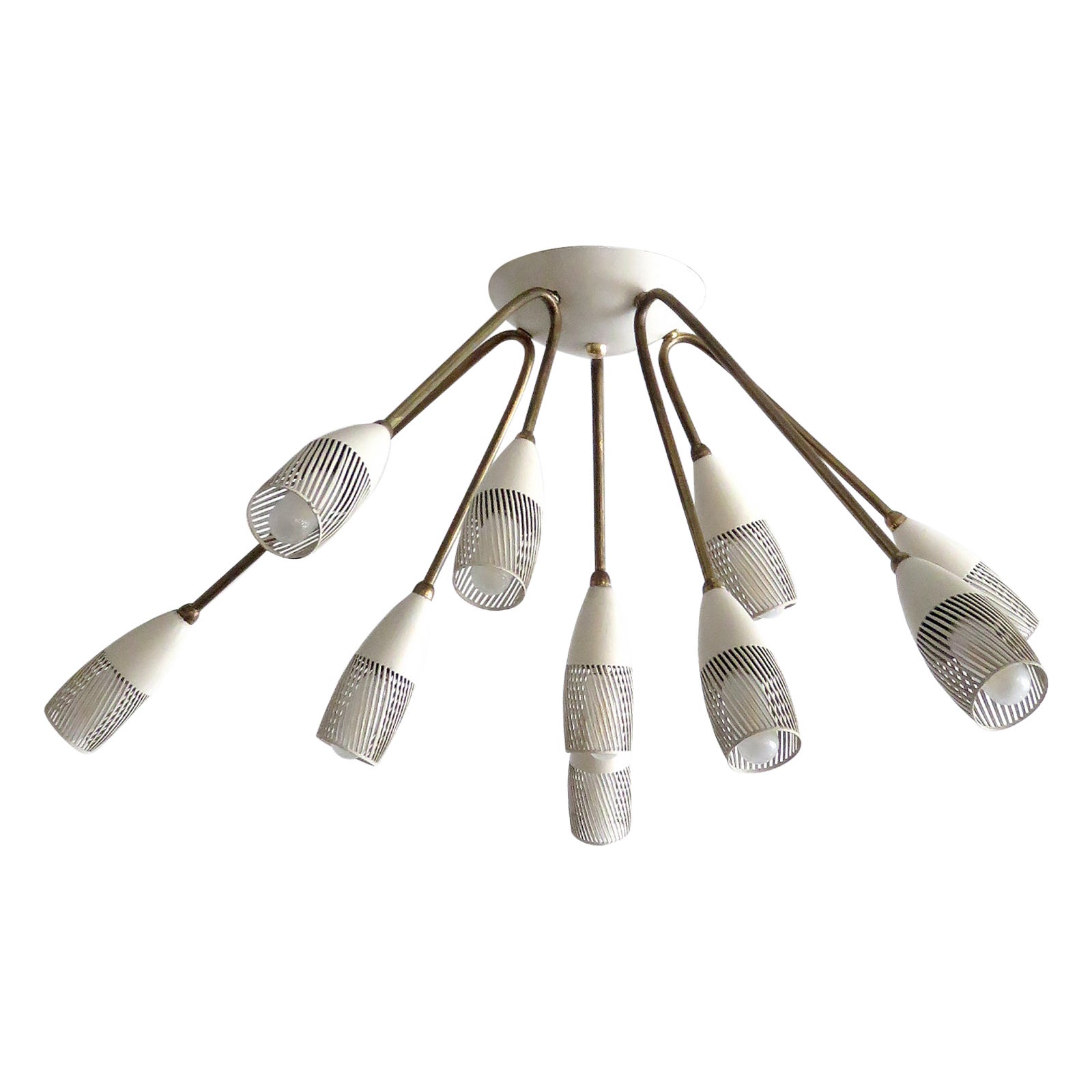 Lampe allemande à 10 bras, 1950 en vente