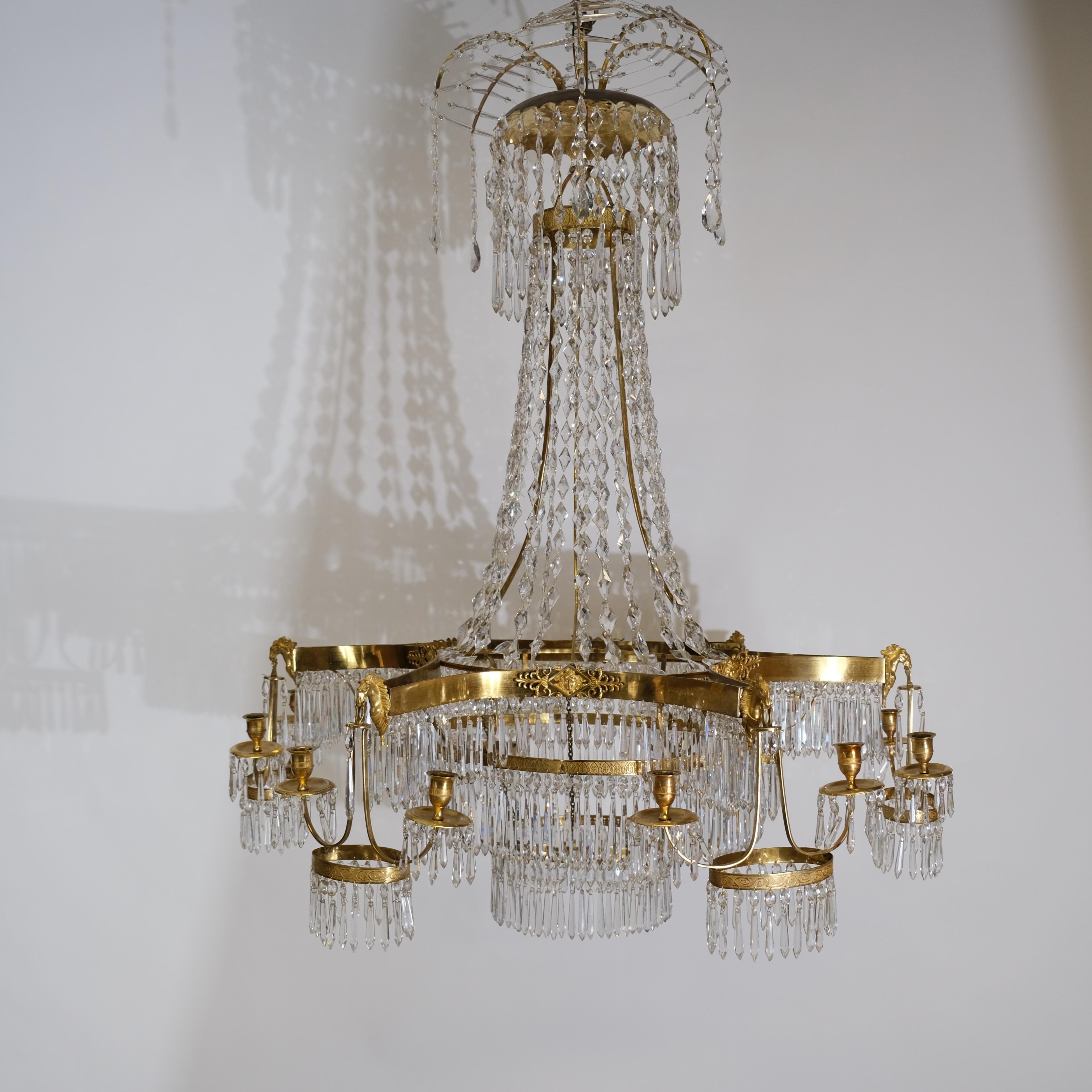 Stile impero Lampadario Impero tedesco a 12 luci di Werner & Mieth in vendita