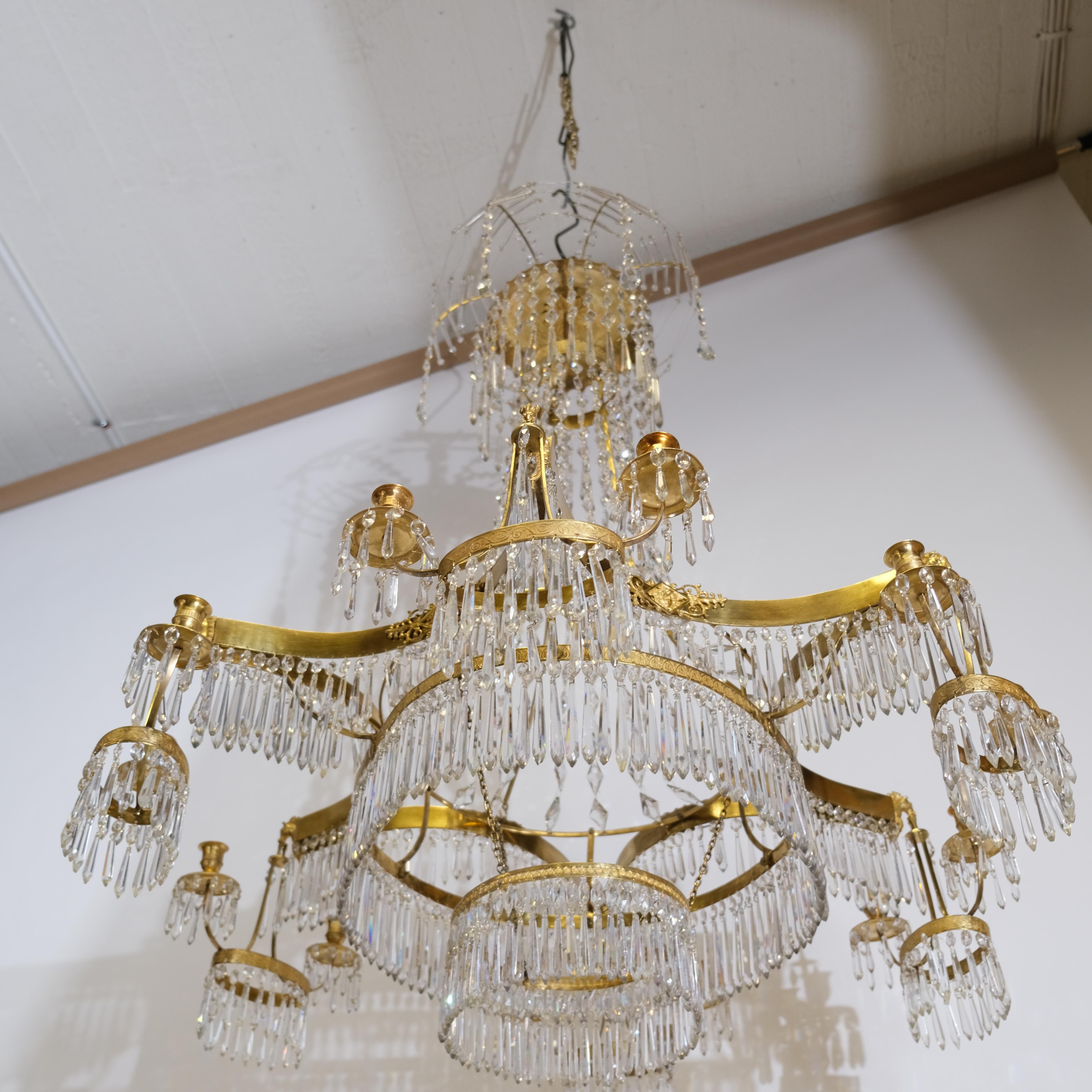 Dorato Lampadario Impero tedesco a 12 luci di Werner & Mieth in vendita