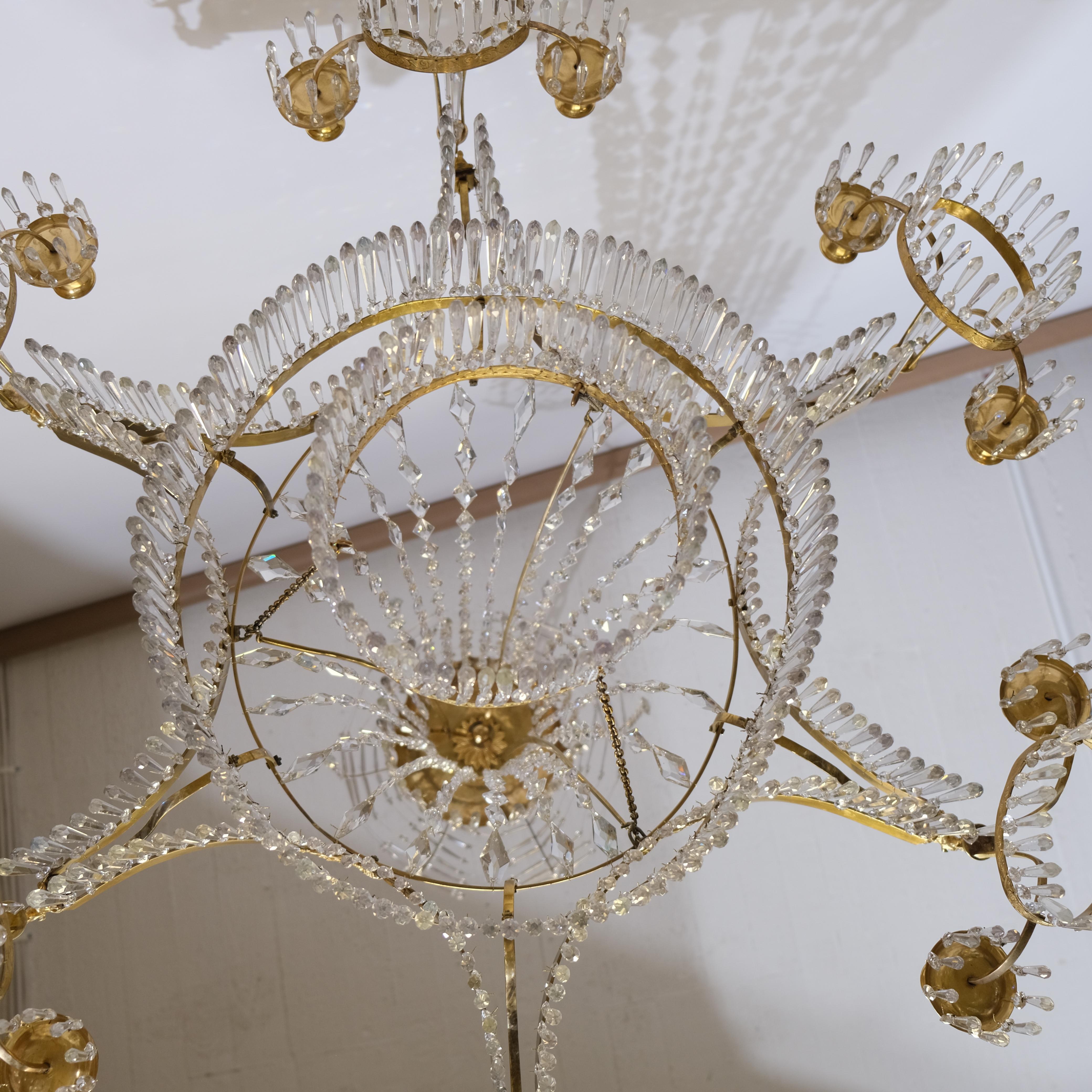 XIX secolo Lampadario Impero tedesco a 12 luci di Werner & Mieth in vendita