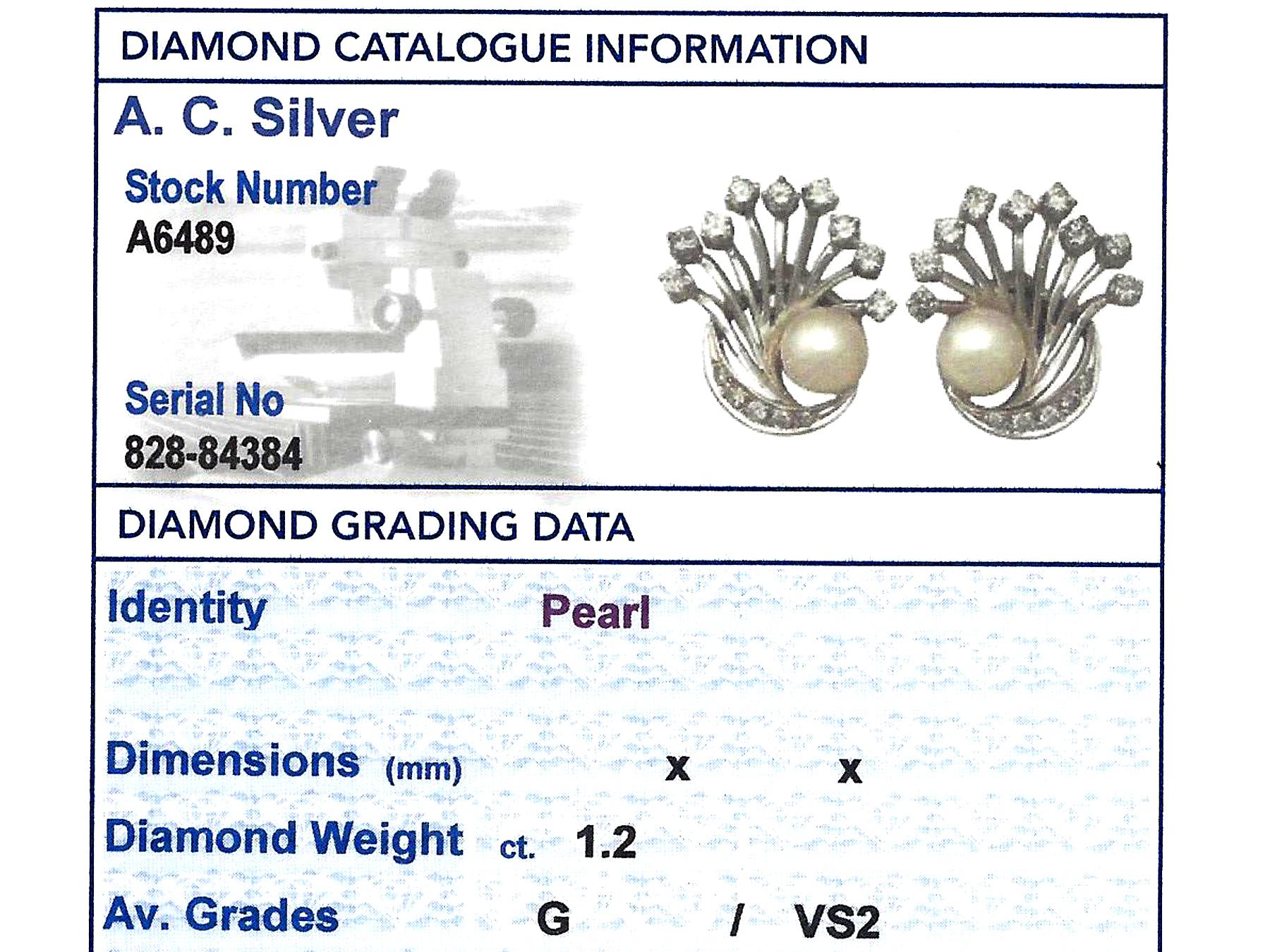 German 1.20 Carat Diamond White Gold Clip-On Earrings 4