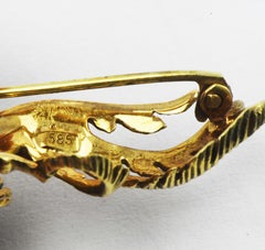 German 14 Karat Gold Enameled Bird of Paradise Pin Brooch