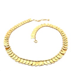 German 14k Yellow Gold Polished Plain & Textured Heart Link Chevron Necklace