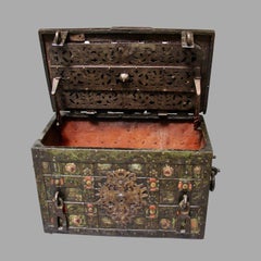 German 17th Century Painted Iron Armada Chest