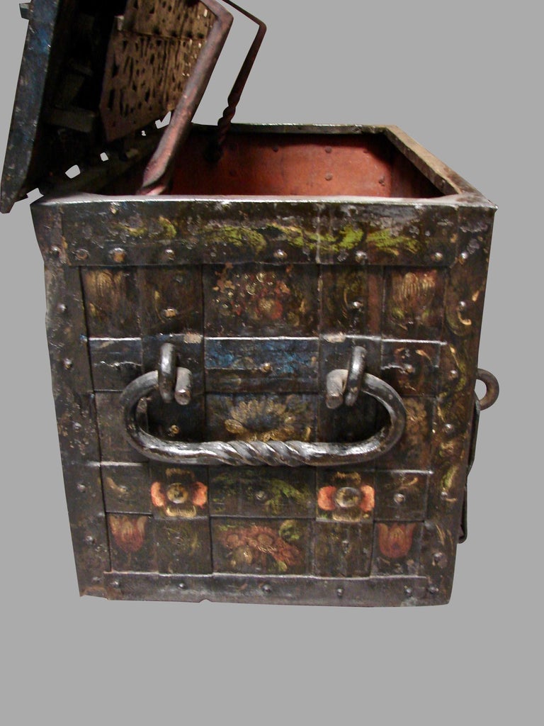 German 17th Century Painted Iron Armada Chest at 1stDibs