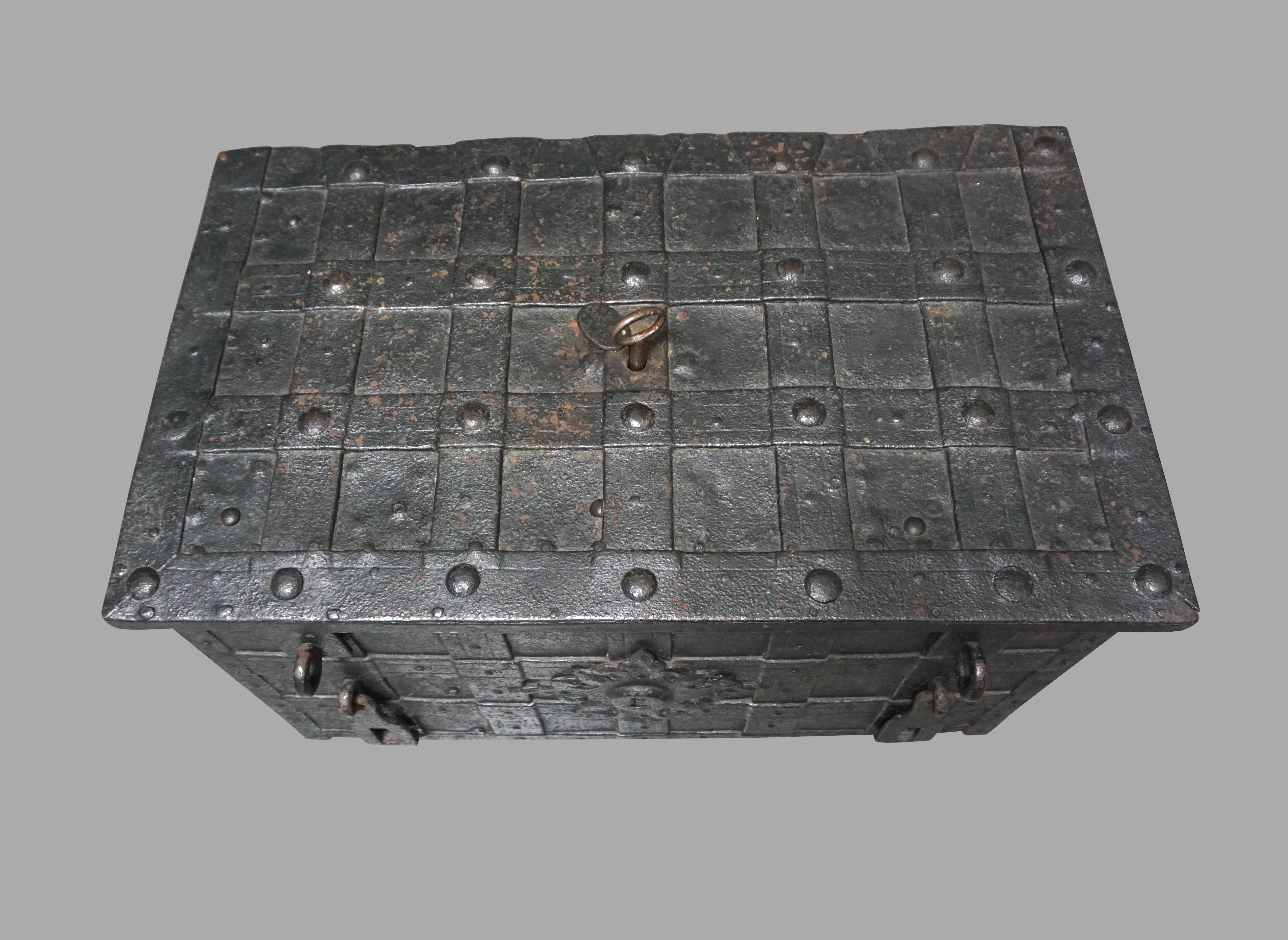 18th Century and Earlier German 17th Century Painted Iron Armada Chest