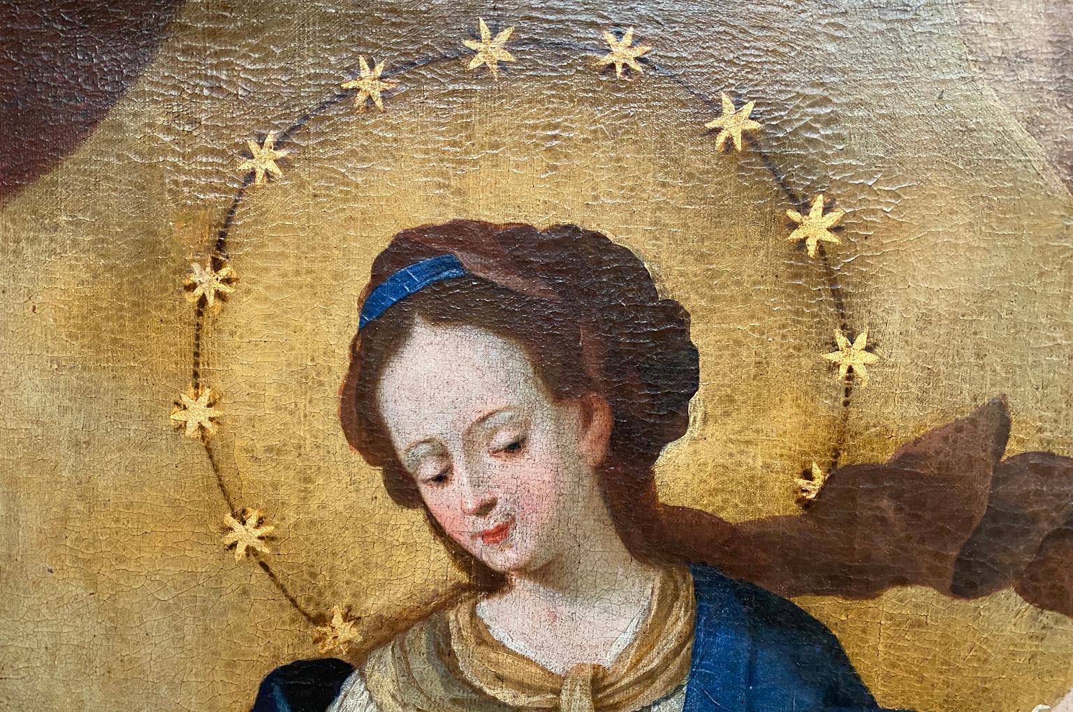 Canvas German 17th Century Painting Of The Madonna For Sale