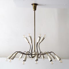 German 18-Arm Brass Chandelier, 1950