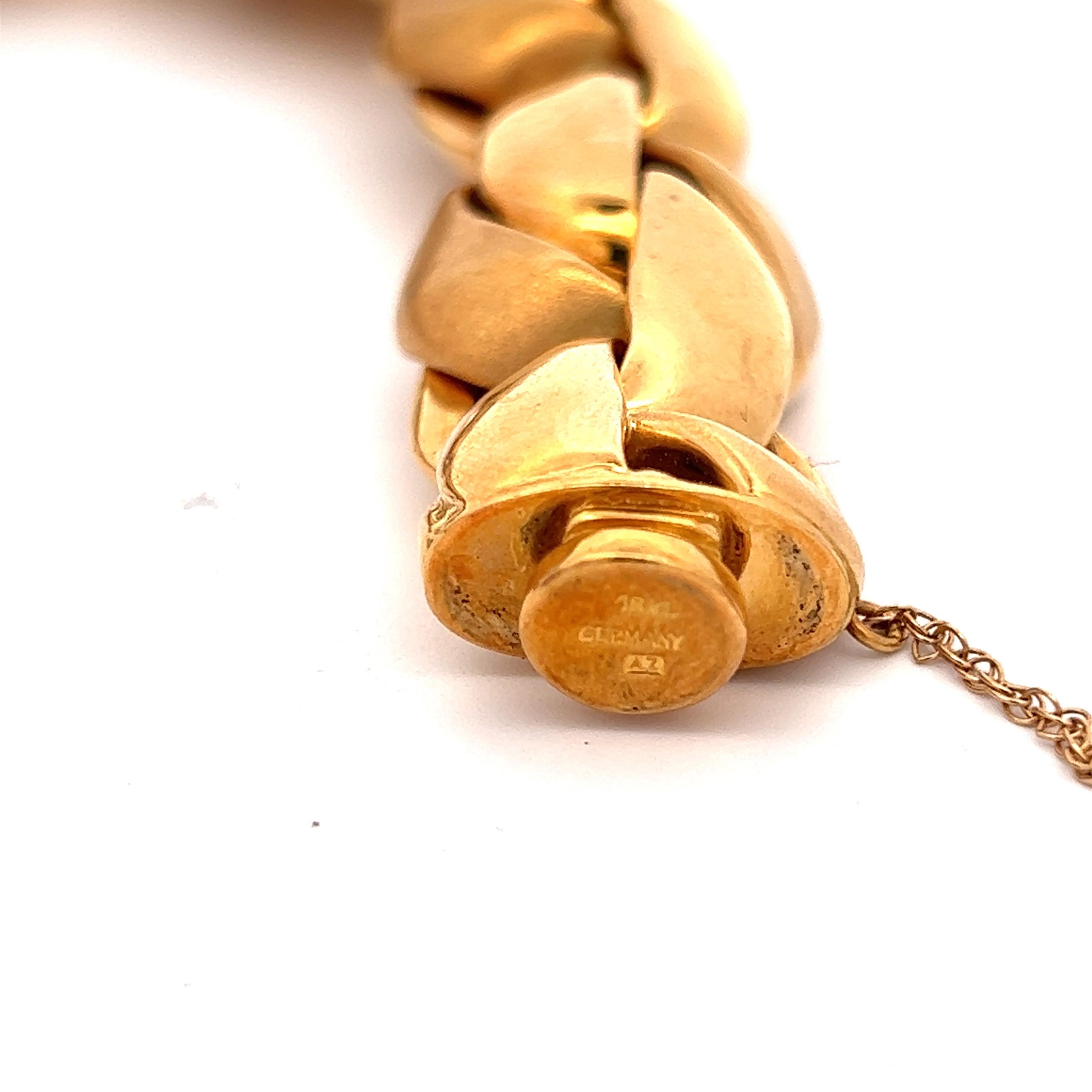 Deutsches 18 Karat Gelbgold geflochtenes hochpoliertes & satiniertes Gliederarmband 1