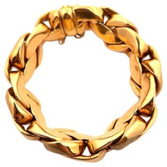 Bracciale a maglie intrecciate in oro giallo tedesco 18 carati, lucido e satinato