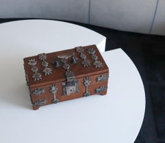 GERMAN 1890 Treasure Chest Decorative Box In Cedar Wood & Silver Hardware
