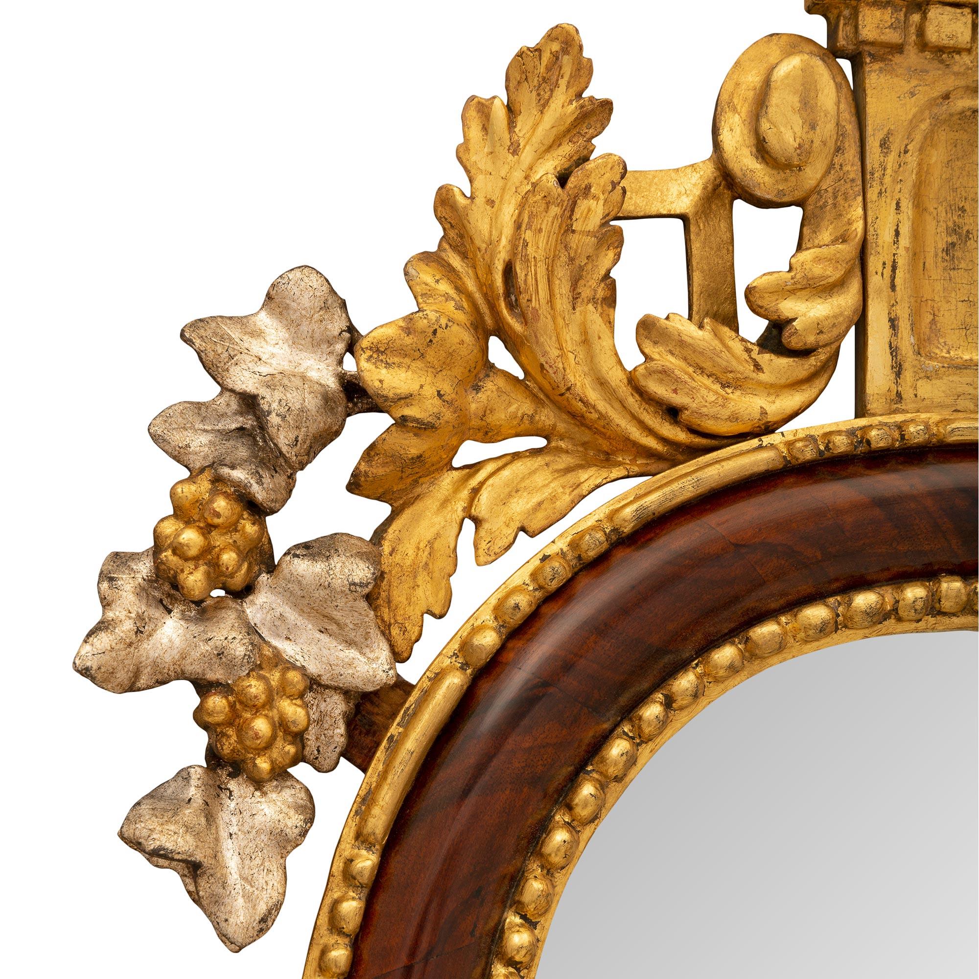 German 18th Century Neo-Classical Period Burl Walnut, Giltwood and Mecca Mirror In Good Condition For Sale In West Palm Beach, FL