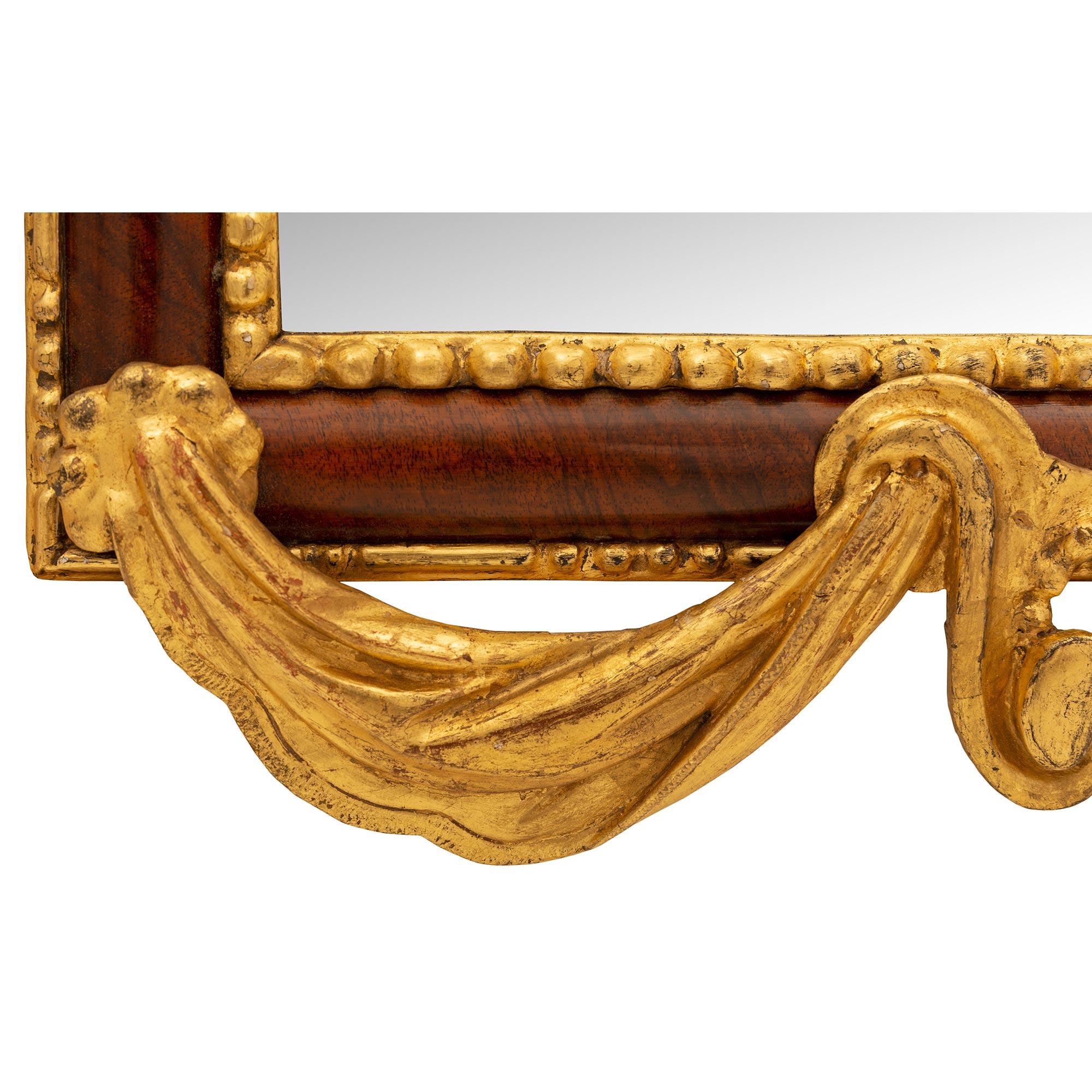 German 18th Century Neo-Classical Period Burl Walnut, Giltwood and Mecca Mirror For Sale 1
