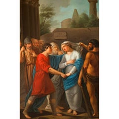 Olio su tela a tema neoclassico del XVIII secolo tedesco