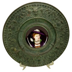 German 18th Century Porcelain Copper Wall Appliqué of Lady