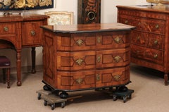 German 18th Inlaid Commode in Walnut, Burl and Fruitwood