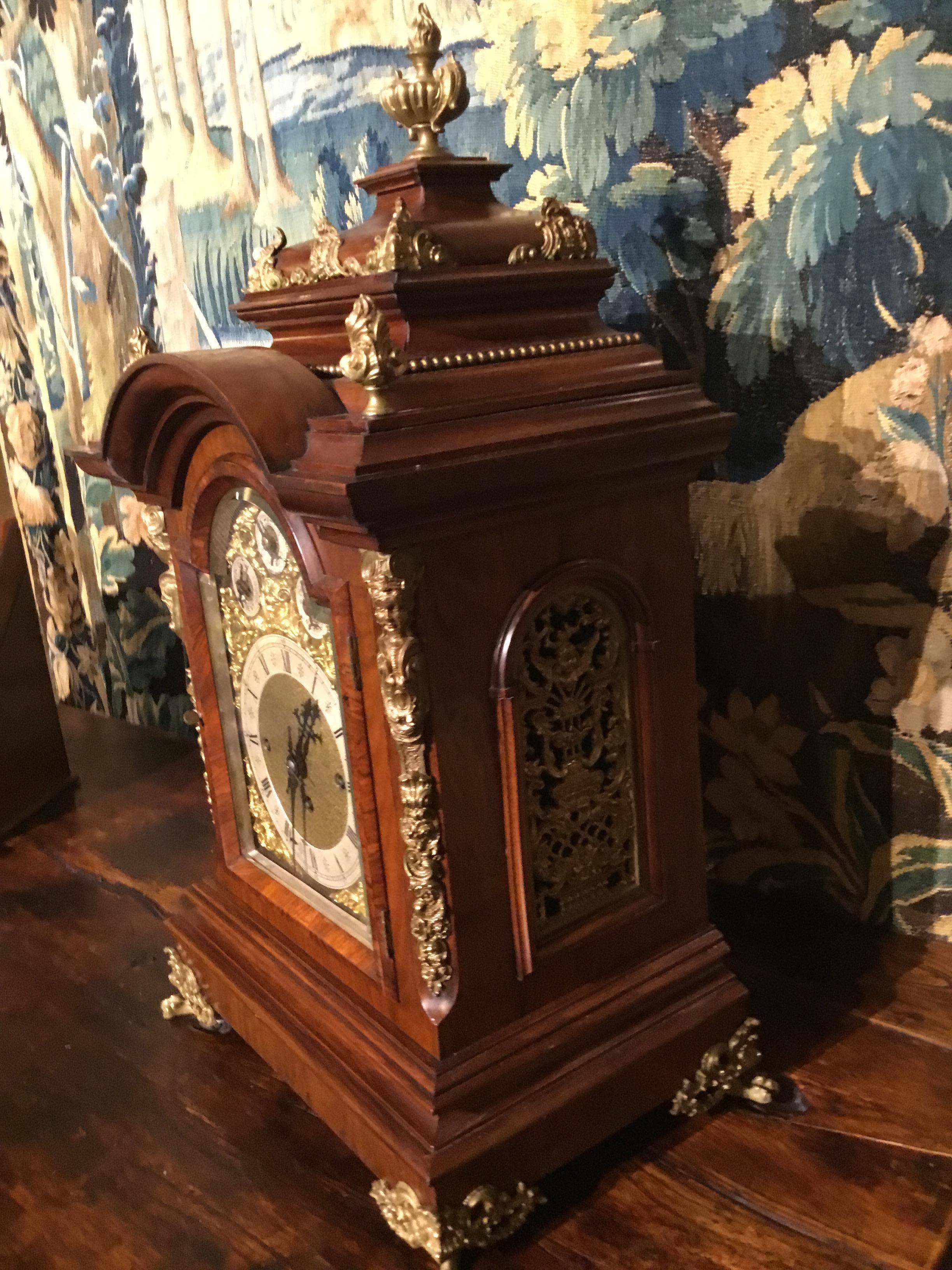 German 19th Century Bracket Clock, Walnut with Westminster Chimes on 8 Bells For Sale 1