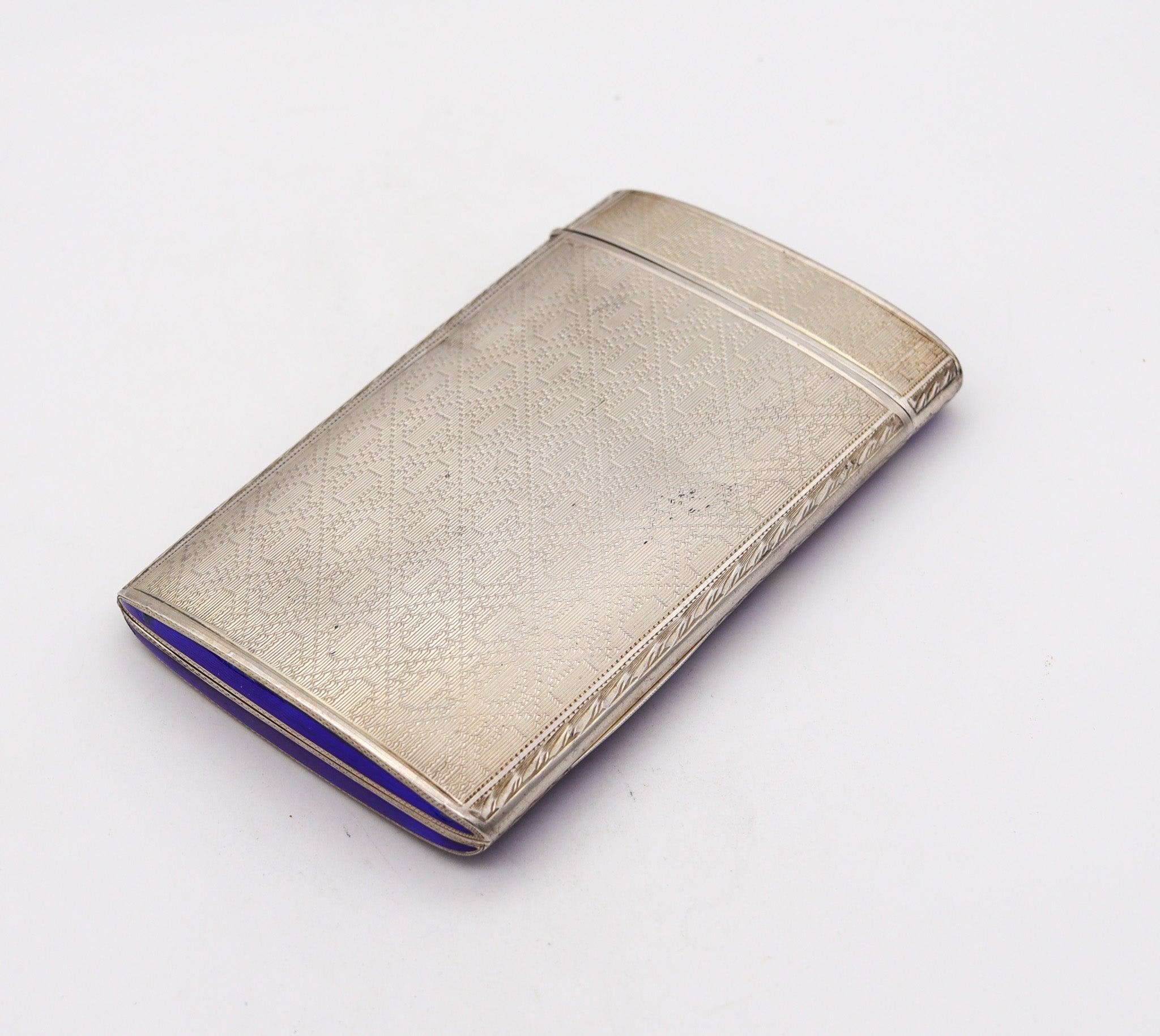 GERMAN 1920 emailliertes Compendium-Zigarettenetui & Feuerzeug aus Sterlingsilber 2