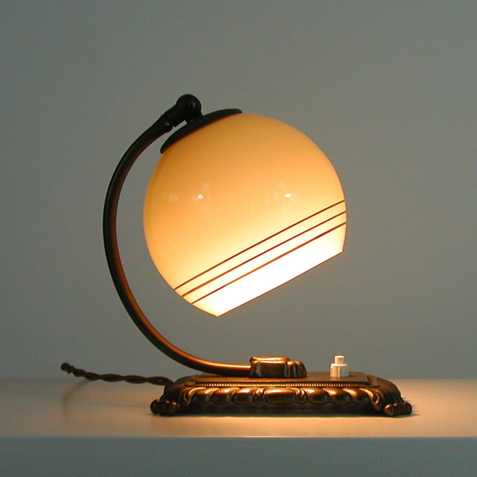 German 1920s Art Deco Bronze and Opaline Table Lamp 3