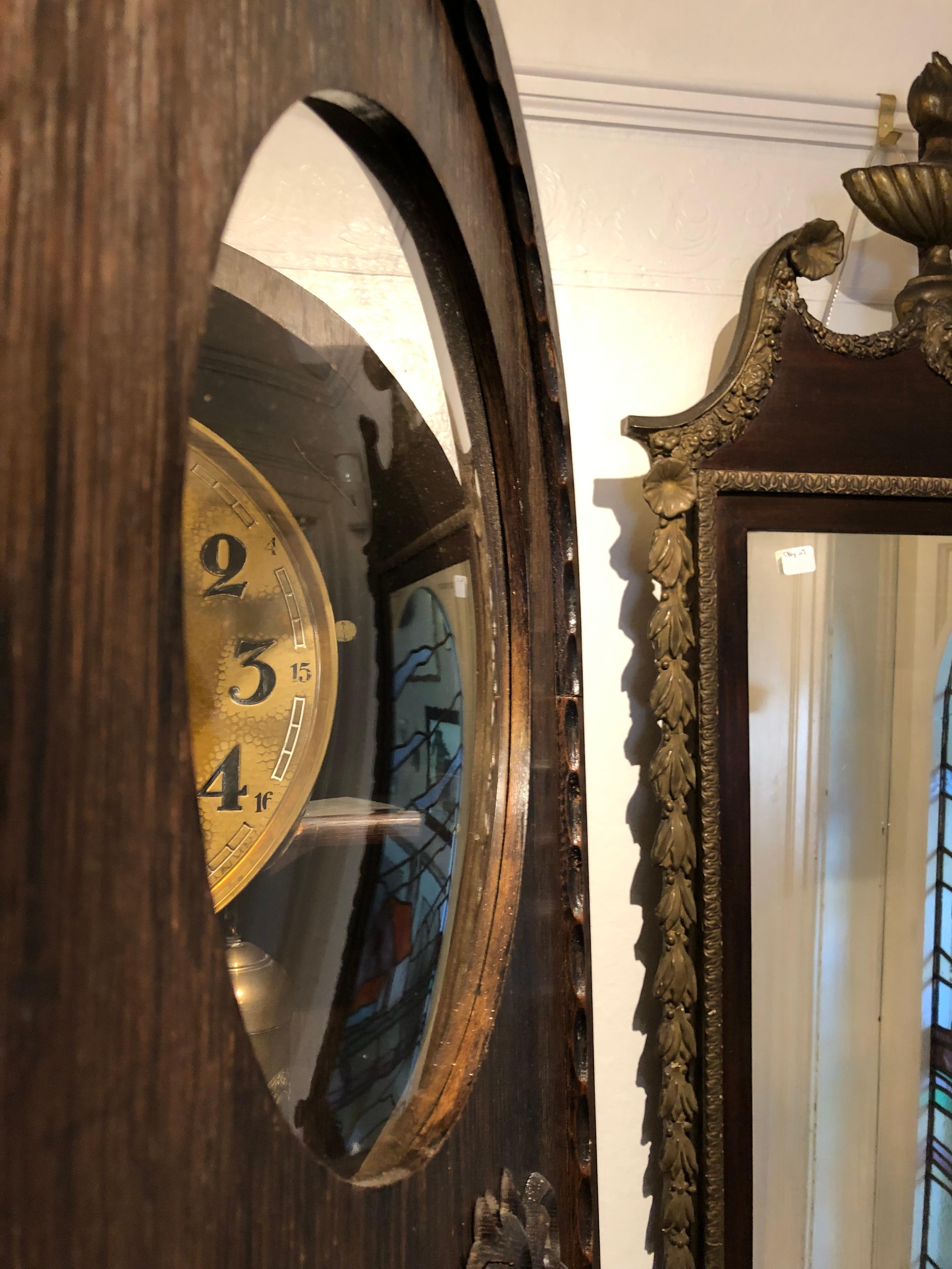 German 1920s Grandfather Clock with Brass Dial 4